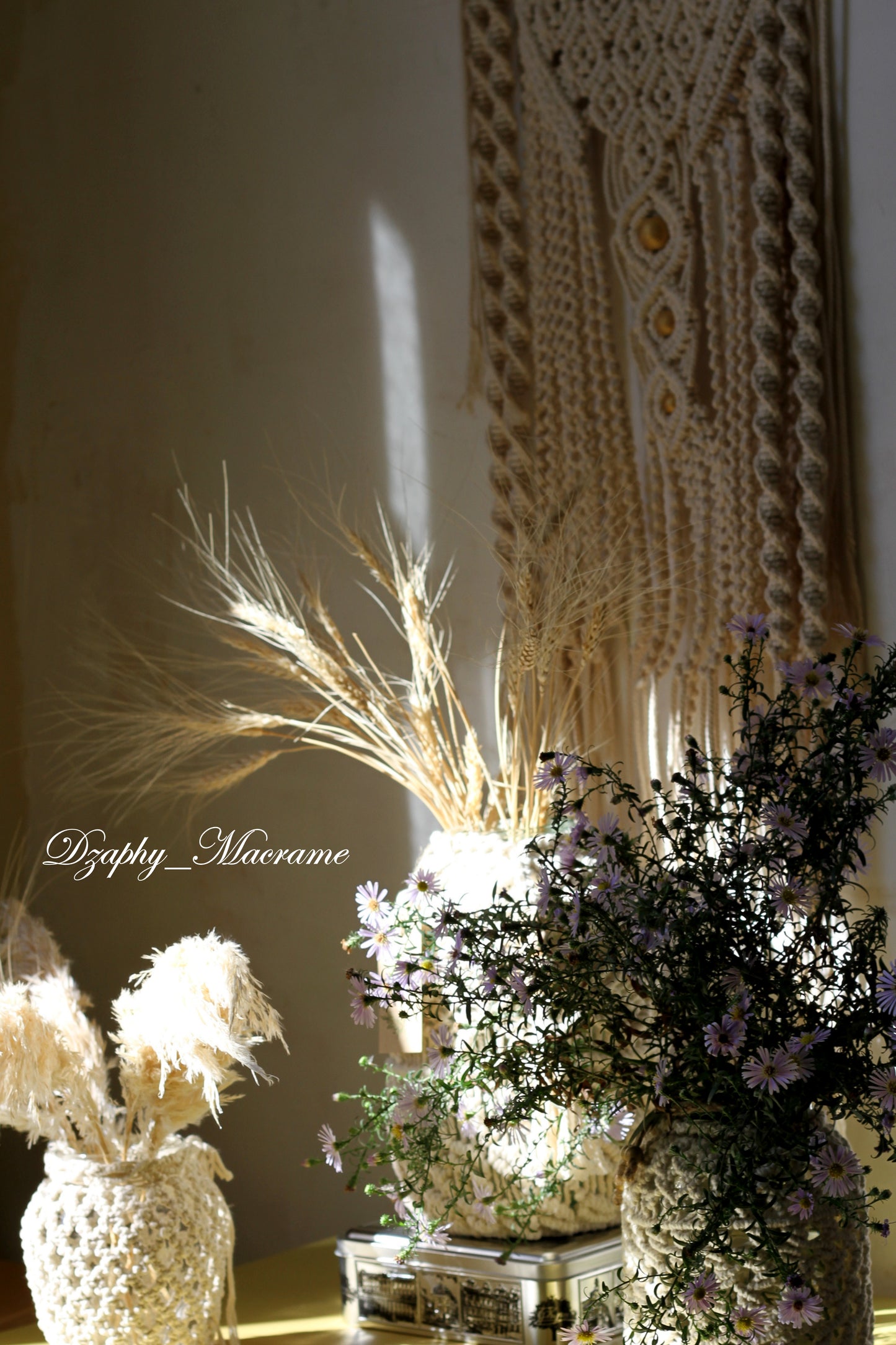 მაკრამეს ქილა macrame Jar