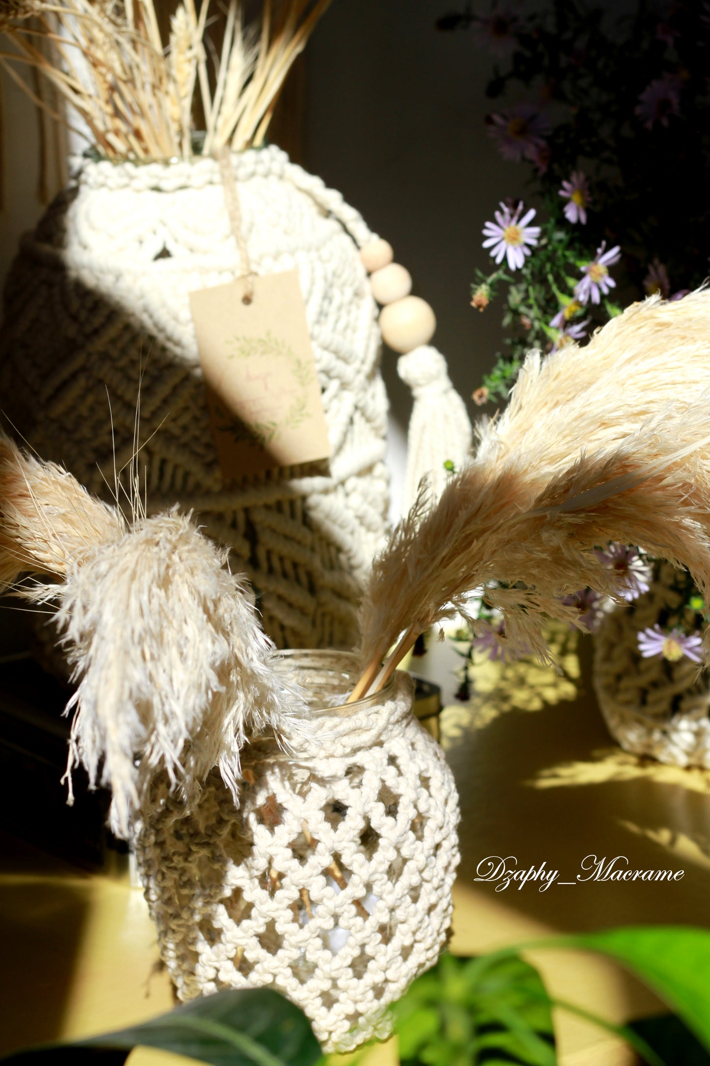 მაკრამეს ქილა macrame Jar