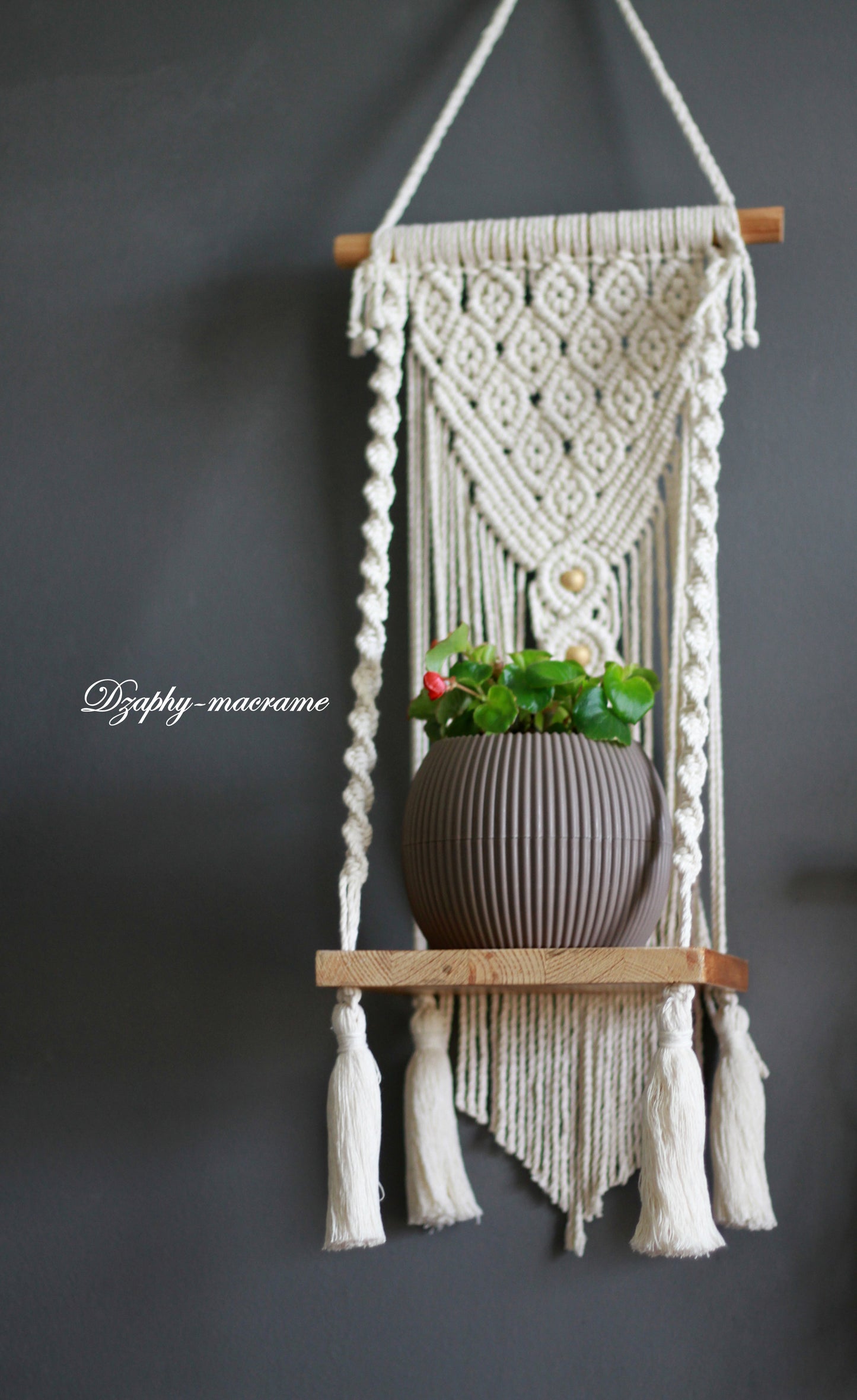 Macrame Shelf მაკრამეს თარო 23/82 სმ