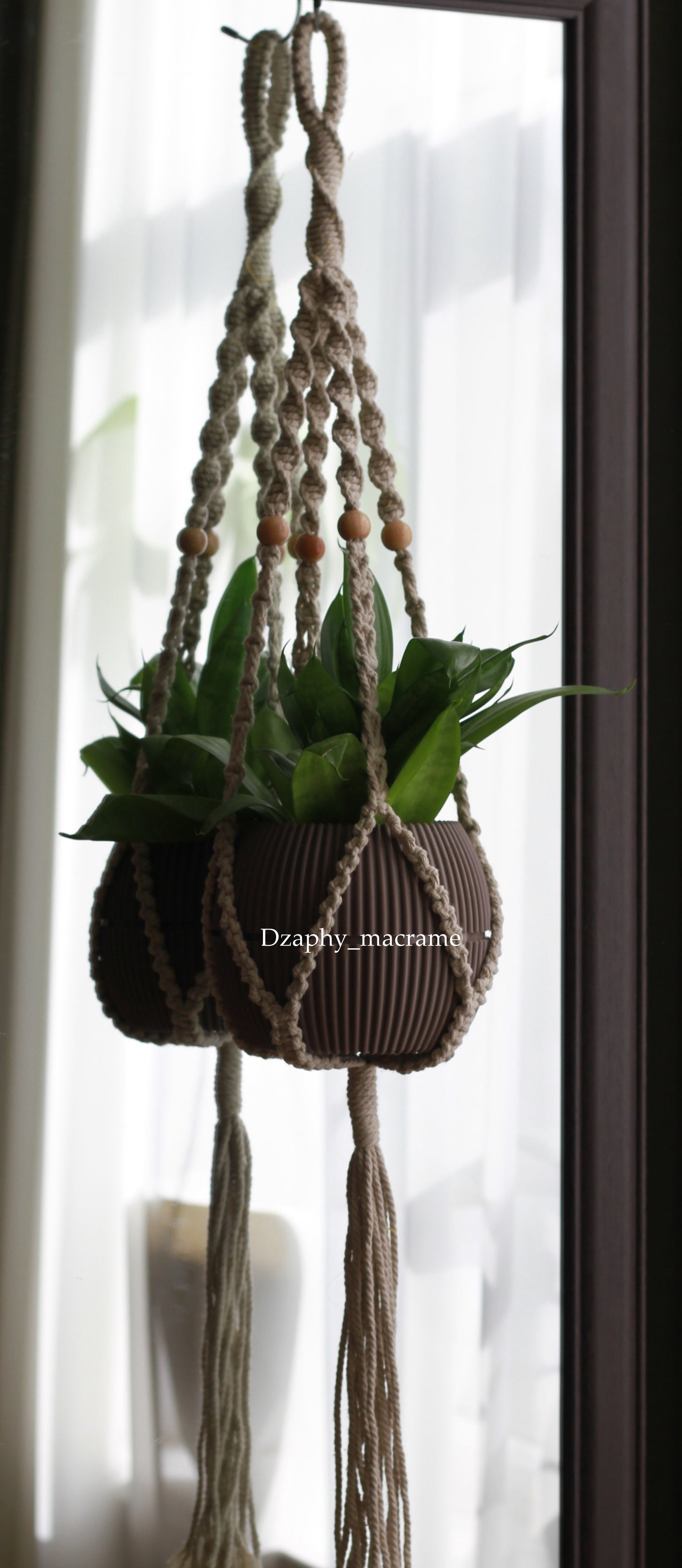 მაკრამეს საყვავილე  60 სმ+20 სმ დაბოლოება Macrame Plant Hanger