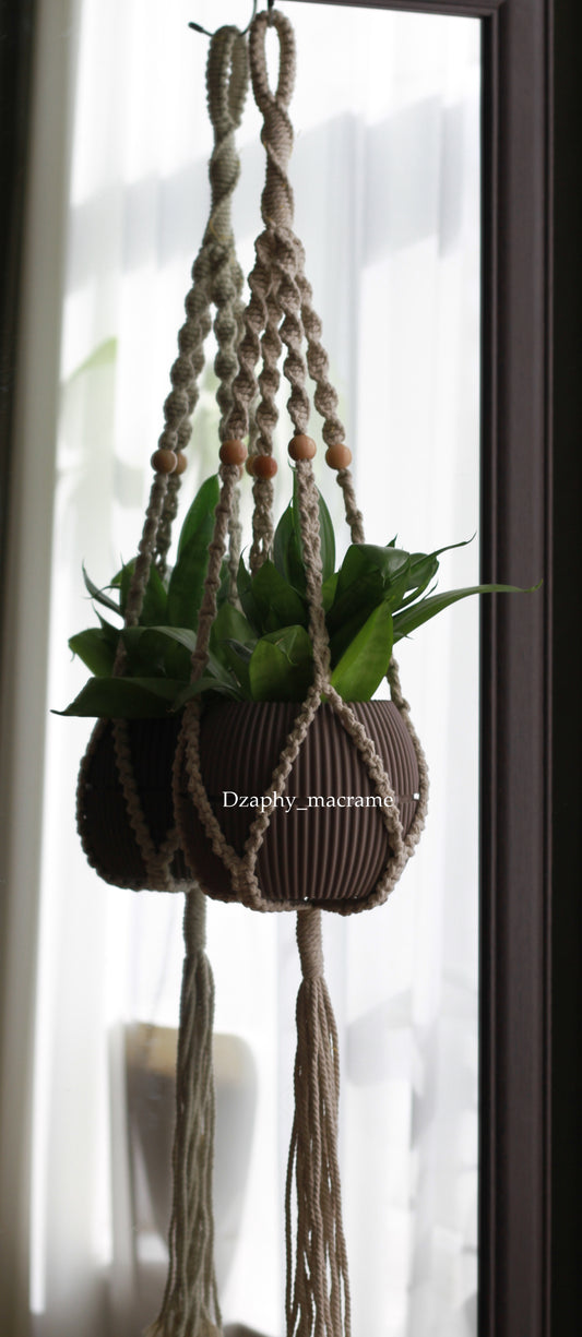 მაკრამეს საყვავილე  60 სმ+20 სმ დაბოლოება Macrame Plant Hanger